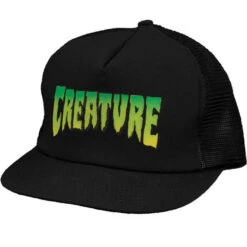 Creature Logo Mesh Trucker High Profile Hat - Black